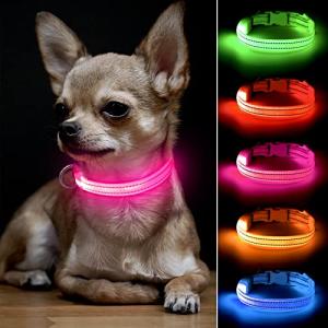 LED Rechargeable Light Up Dog Collar - Pink XS
