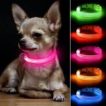 LED Rechargeable Light Up Dog Collar - Pink XS