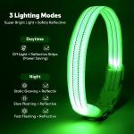 Rechargeable LED Reflective Dog Collar - Large Green