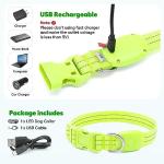 Rechargeable LED Reflective Dog Collar - Large Green