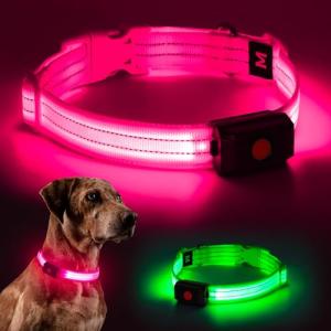 LED Rechargeable Light Up Dog Collar for Night