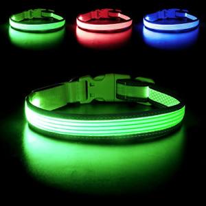 Adjustable LED Light-Up Dog Collar - Green