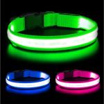 LED Light-Up Dog Collar – Adjustable & Reflective Green