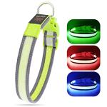 Green LED Dog Collar - Adjustable & Reflective