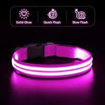 LED Light Up Dog Collar - Rechargeable Glow Pink