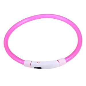 SUPVOX Neon Pink Reflective LED Dog Collar