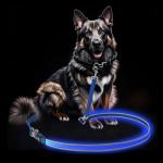 Blue Reflective LED Dog Collar and Leash Set
