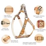 NISIYE Adjustable Plaid Dog Collar Harness & Leash