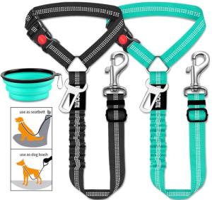 3-Piece Adjustable Dog Car Seat Belt Set