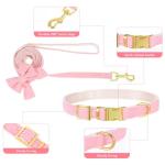 Cute Pink Dog Collar and Leash Set with Bowtie
