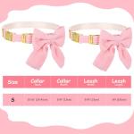 Cute Pink Dog Collar and Leash Set with Bowtie