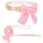 Cute Pink Dog Collar and Leash Set with Bowtie