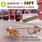 26ft Heavy Duty Retractable Dog Leash with Bag Holder
