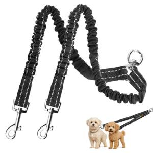 MingXpet 2-Dog Leash with 360° Swivel Bungee