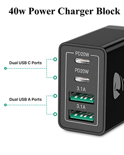 40W USB C Fast Charger Block with 4 Ports