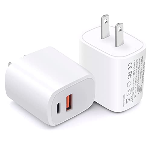 20W Dual Port Fast USB C Charger - 2 Pack