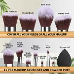 11-Piece Bamboo Makeup Brush Set with Organizer
