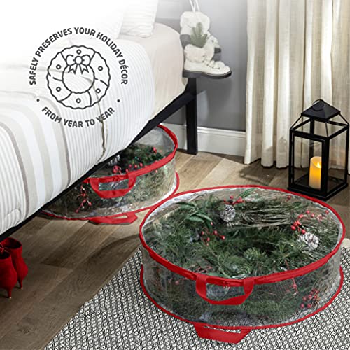 Clear Christmas Wreath Storage Bag with Handles