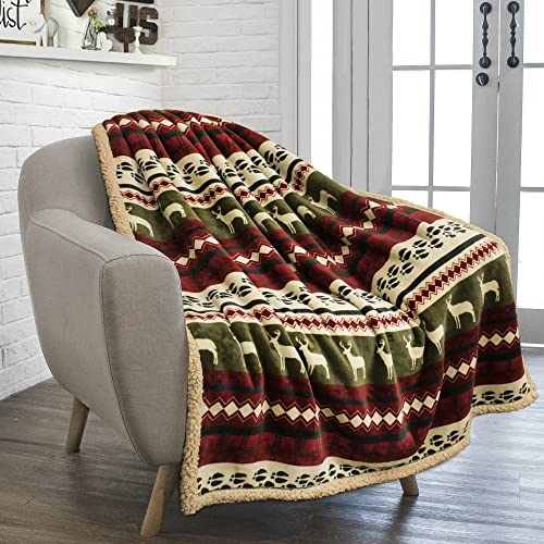 Christmas Sherpa Fleece Blanket - Reindeer Design