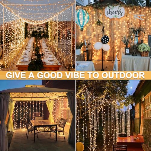 300 LED Remote Control Curtain Lights for Christmas