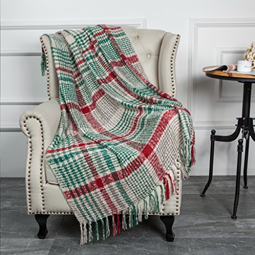 Green and Red Plaid Reversible Christmas Throw Blanket