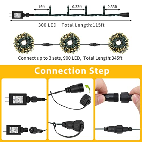 Waterproof 115Ft Christmas LED String Lights