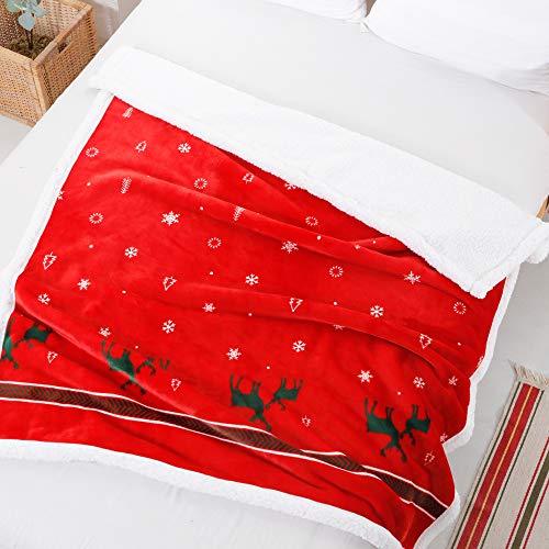 Cozy Red Sherpa Fleece Christmas Throw Blanket