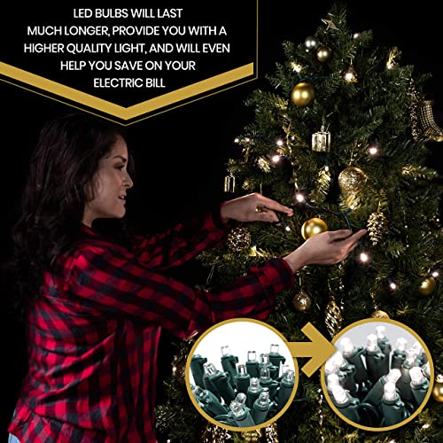 Bright White LED Christmas String Lights - 50 Bulbs