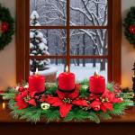 28" Triple Candle Holder for Christmas Decoration