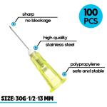 30G Luer Lock Needles - 1/2 Inch, 100 Pack