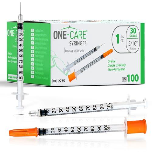 ONE-CARE 1 ml Syringes, 30G, 100 Count
