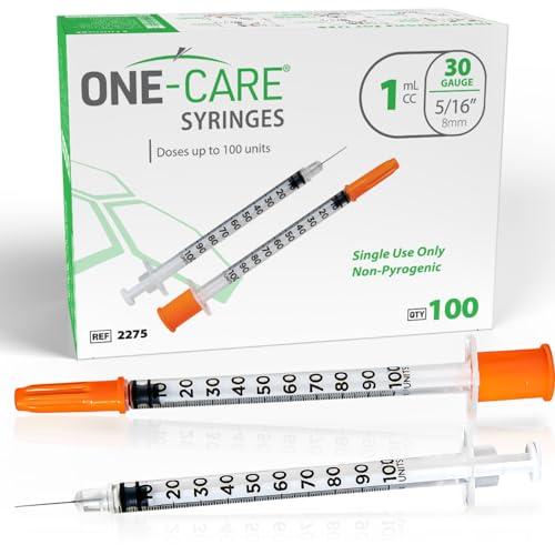 ONE-CARE 1 ml Syringes, 30G, 100 Count