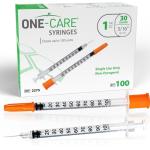 ONE-CARE 1 ml Syringes, 30G, 100 Count