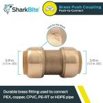 SharkBite 3/8" Brass Push-to-Connect Coupling