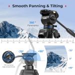 SMALLRIG 73" Carbon Fiber Video Tripod with Fluid Head