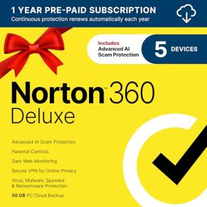 Norton 360 Deluxe 2026: AI Antivirus for 5 Devices