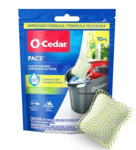 O-Cedar PACS Hard Floor Cleaner, Crisp Citrus Scent 10 Count (1-Pack) | Made with Naturally-Derived Ingredients | Safe to Use on All Hard Floors | Perfect for Mop Buckets