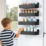 Magnetic Spice Rack Set for Refrigerator - Black