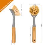 Bamboo Handle Kitchen Dish Brush Set, 2 Pack