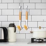 Bamboo Handle Kitchen Dish Brush Set, 2 Pack