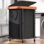 Large Rolling Laundry Basket with Wheels - Black