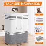 2 Pack Large Waterproof Laundry Baskets - Light Grey