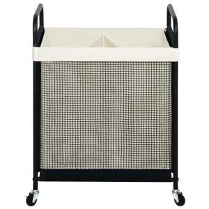 2-Section Rolling Laundry Hamper with Removable Bag