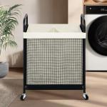 2-Section Rolling Laundry Hamper with Removable Bag
