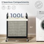 2-Section Rolling Laundry Hamper with Removable Bag