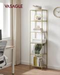 VASAGLE 6-Tier Slim Bookshelf with Glass Shelves
