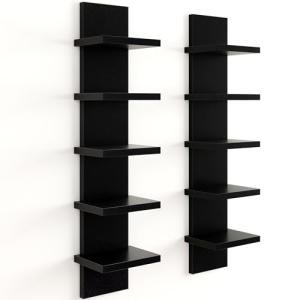 Black 5-Tier Floating Wall Shelf Set