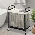 2-Section Rolling Laundry Hamper with Removable Bag