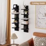 Black 5-Tier Floating Wall Shelf Set