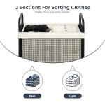 2-Section Rolling Laundry Hamper with Removable Bag